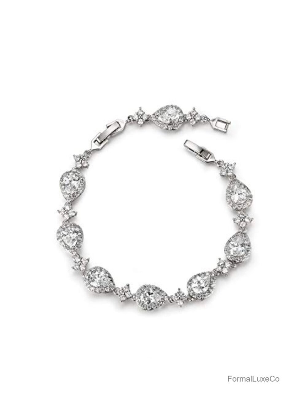 Crystal Cubic Zirconia Teardrop Bracelet Wedding Bridal Women Prom